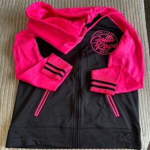 Gotta Race Pink and Black Zip Up Hoodie